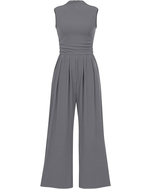 PRETTYGARDEN Womens Summer Jumpsuits Dressy Casual One Piece Outfits Sleeveless Mock Neck Wide Le... | Amazon (US)