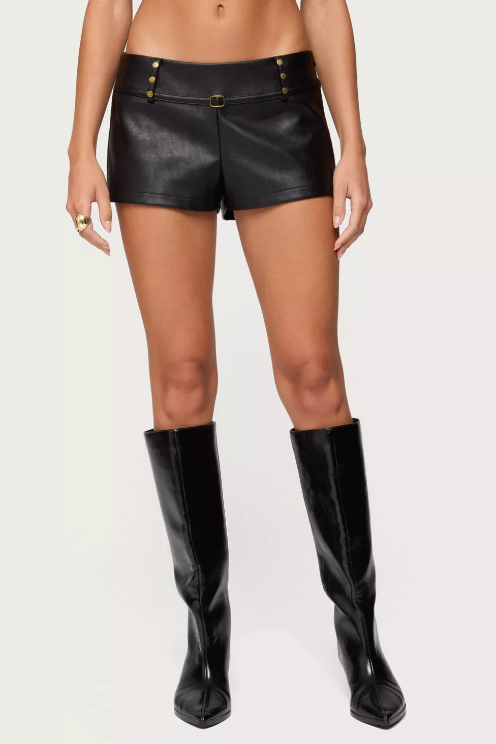 Edikted Reese Studded Faux Leather Micro Shorts | Urban Outfitters (US and RoW)