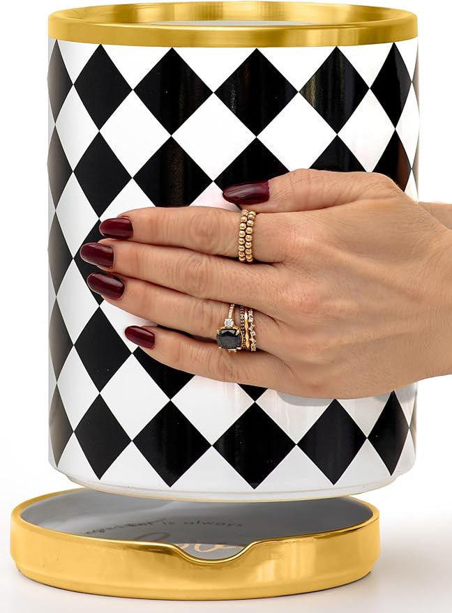 STYLED SETTINGS Black & White Checkered Utensil Holder Set – Large Ceramic Kitchen Utensil Hold... | Amazon (US)