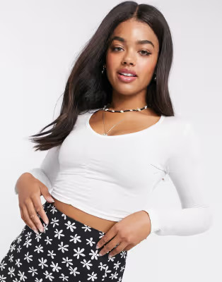 Daisy Street long sleeve crop top with ruching | ASOS (Global)