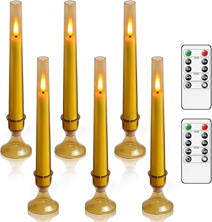 Flameless Taper Candles,with Remote and Timer Flickering Flameless Candles,6 Pack Led Candles,wit... | Amazon (US)