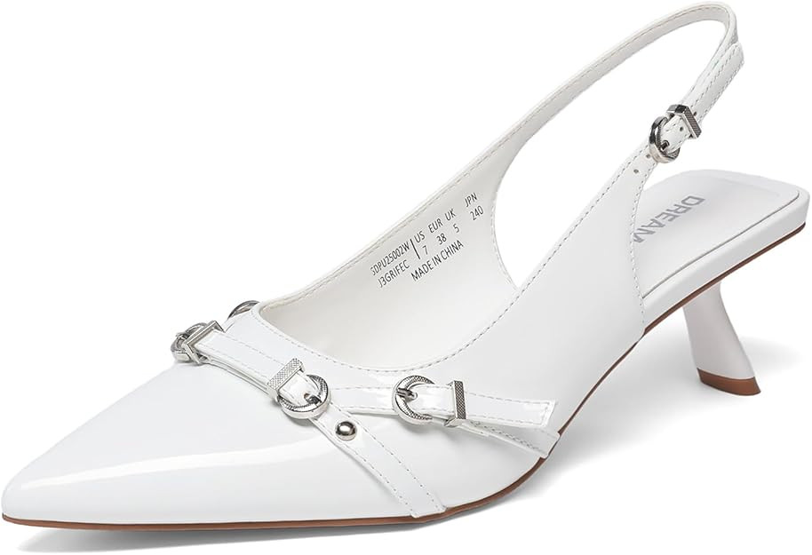 DREAM PAIRS Women's Low Kitten Heels Slingback Closed Pointed Toe Comfortable Dressy Pumps Weddin... | Amazon (US)