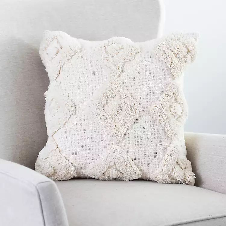 New!Ivory Shaggy Diamond Pillow | Kirkland's Home