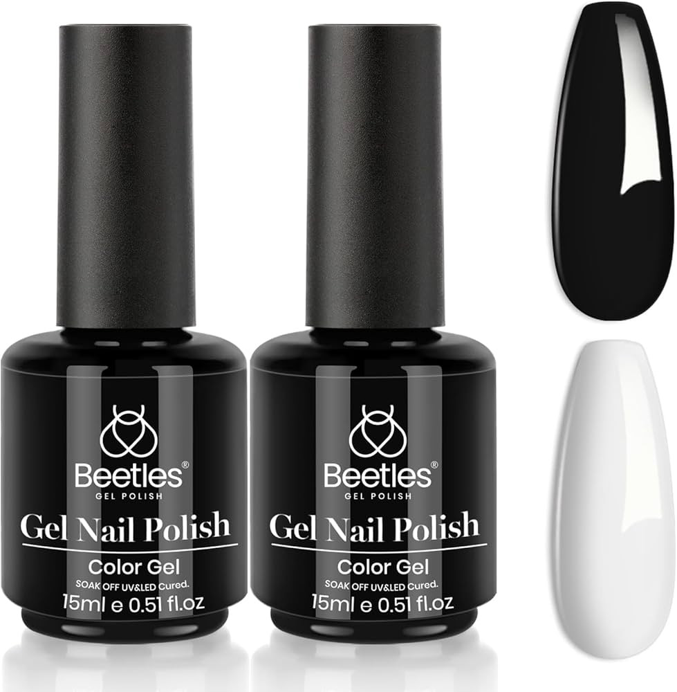 Beetles Gel Nail Polish Kit- 2 Pcs 15ml Black And White Gel Polish Black Gel Nail Polish Black Na... | Amazon (US)