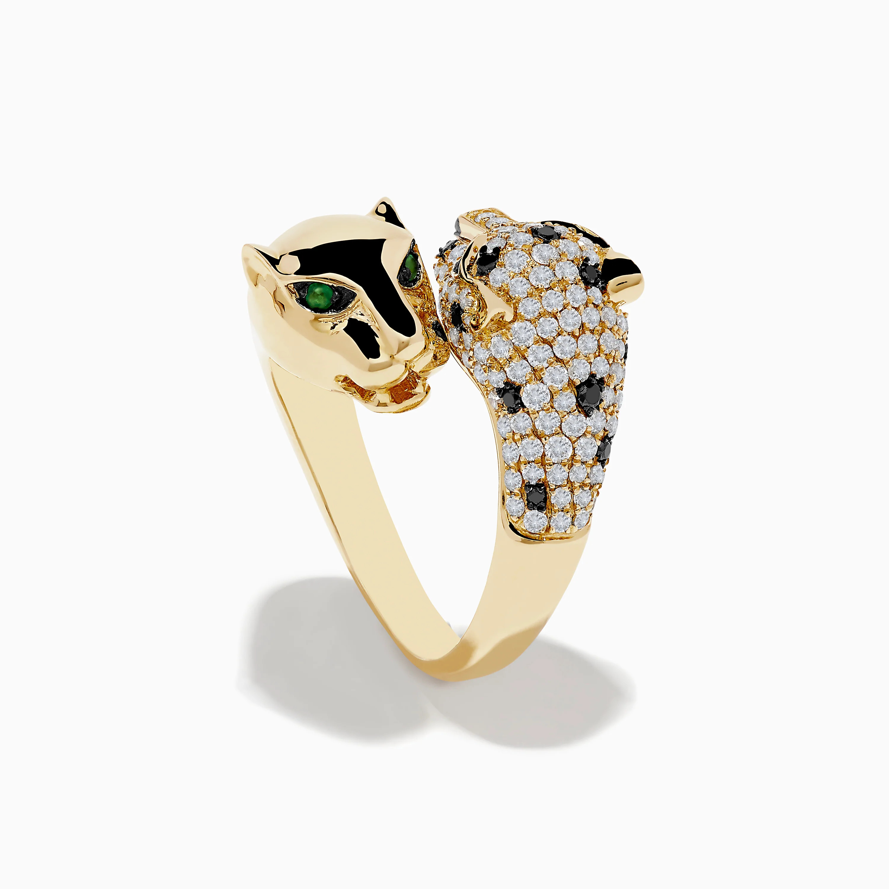 Signature 14K Yellow Gold Diamond and Emerald Double Panther Ring | Effy Jewelry
