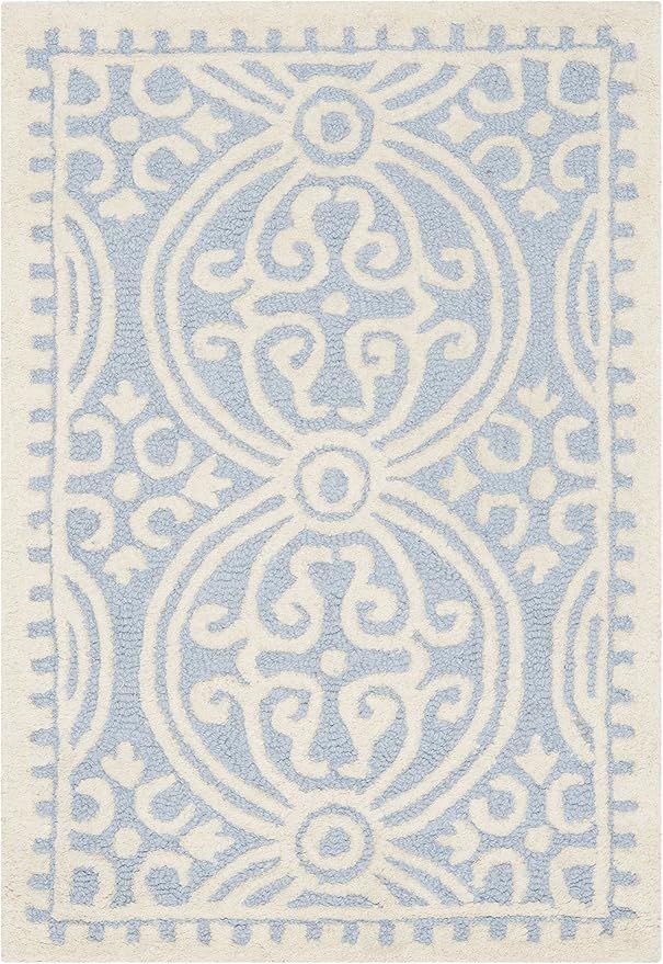 SAFAVIEH Cambridge Collection 2' x 3' Light Blue/Ivory CAM123A Handmade Moroccan Premium Wool Acc... | Amazon (US)