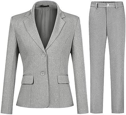 YYNUDA Women's Business 2 Piece Office Work Suit Set Single Breasted Solid Blazer Jacket and Pant... | Amazon (US)