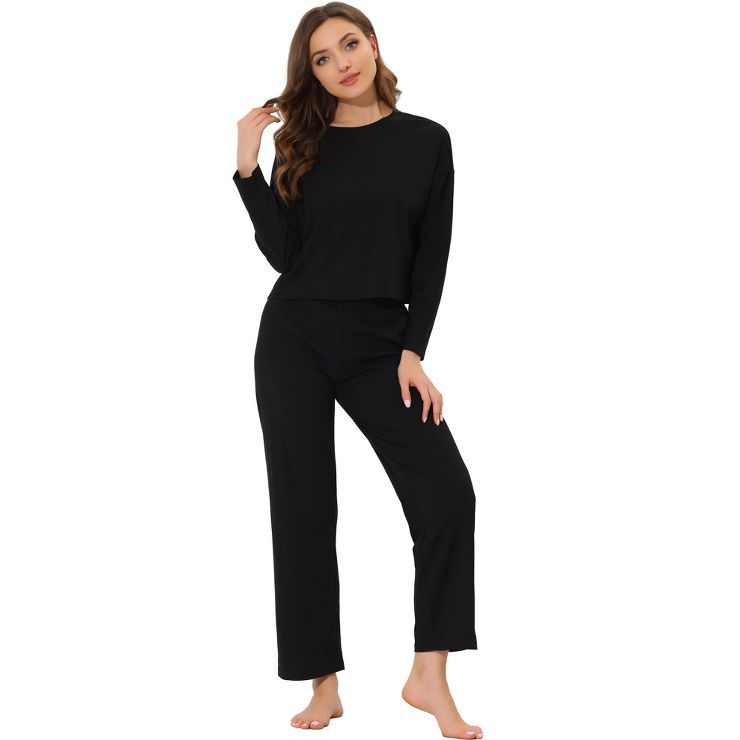 cheibear Womens Pajamas Sleepwear Knit Tracksuits Jogger Sweatsuit Pullover Lounge Set | Target