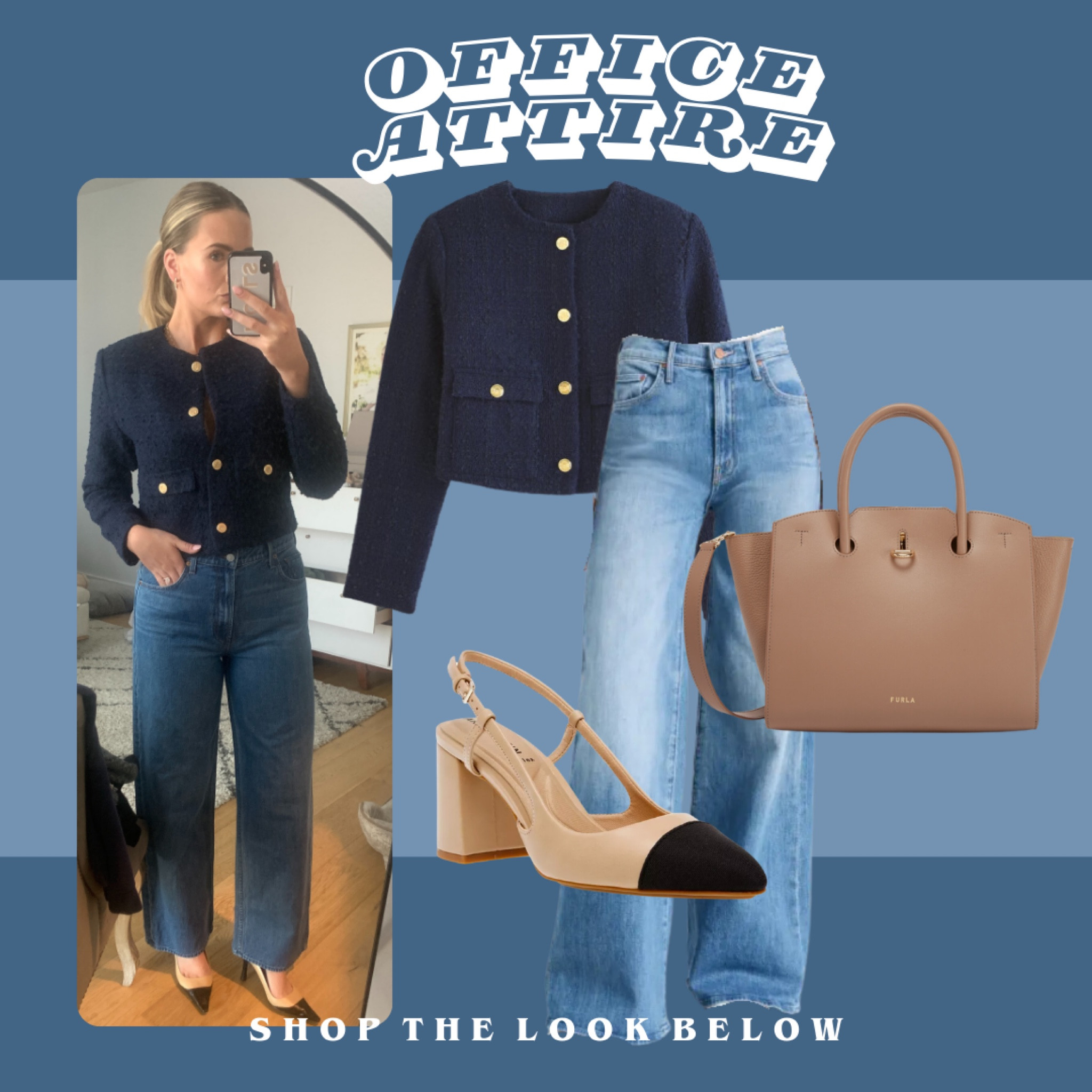 LTK SPRING SALE! LTK sale, Abercrombie, abercrombie sale, WFH fashion, what to wear to the office, office style, interview look, professional look, elevated casual, baggy jeans, mother, Chanel slingback dupes, work tote, brown bag, Chanel tweed jacket dupe

#LTKsalealert #LTKworkwear #LTKSpringSale