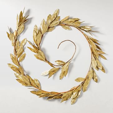 Kraft & Glitter Garland - Leaf | West Elm | West Elm (US)