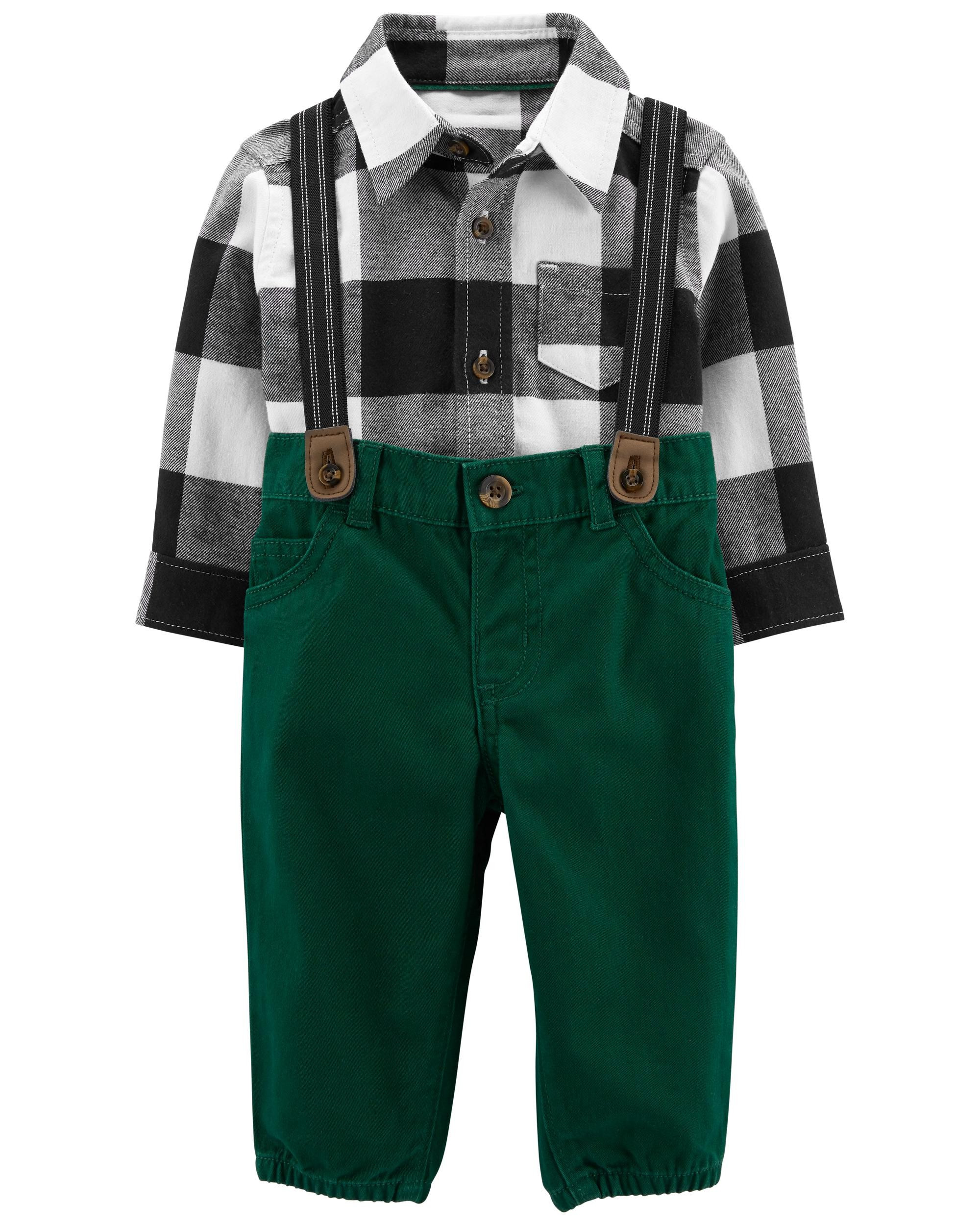 2-Piece Plaid Bodysuit & Suspender Pant Set | Carter's