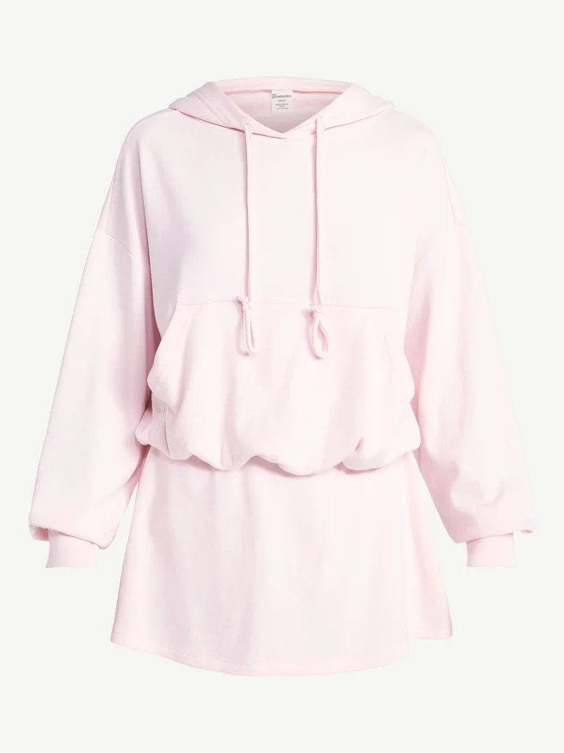 No Boundaries Bubble Hem Drawstring Hoodie, Women’s XXS-XXL | Walmart (US)