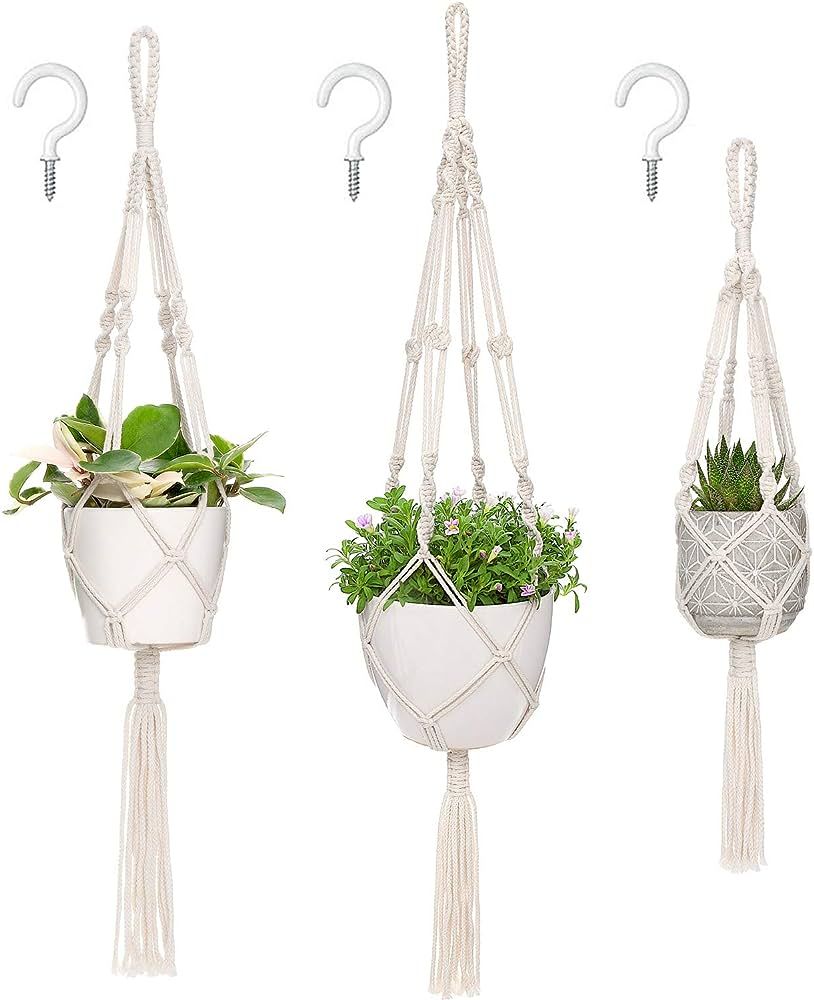 Mkono Macrame Plant Hangers, 3 Different Sizes Indoor Hanging Planters Basket Decorative Flower P... | Amazon (US)
