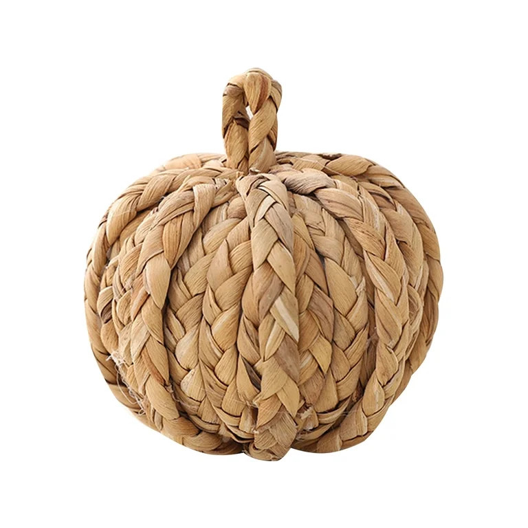 Handwoven Pumpkin Fall Decor, Rustic Straw Pumpkin Decoration for Halloween Thanksgiving, Artisan... | Walmart (US)