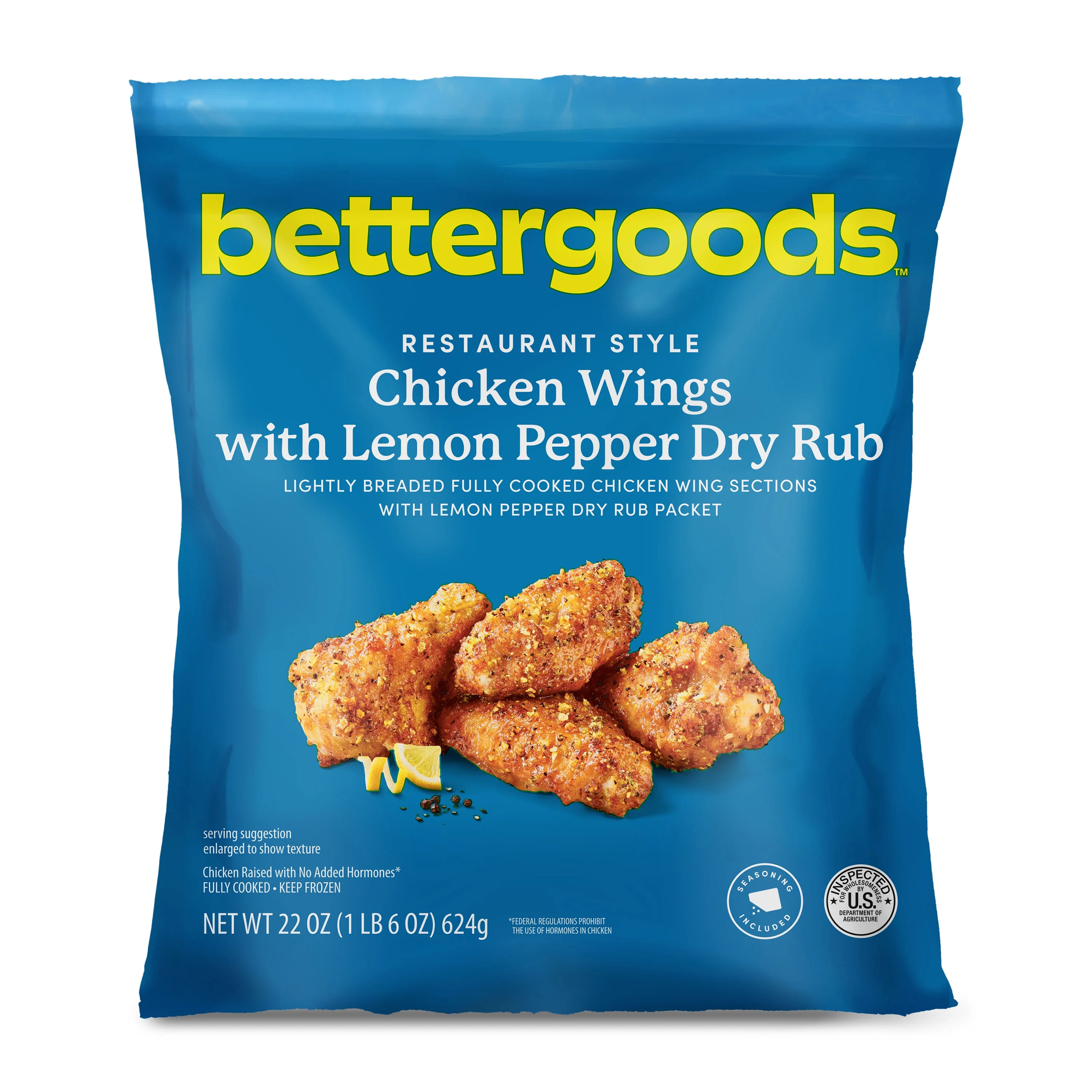 bettergoods Restaurant Style Chicken Wings with Lemon Pepper Dry Rub, 22 oz (Frozen) | Walmart (US)