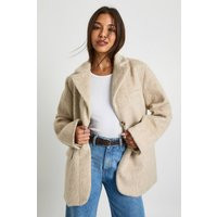 boohoo Women's Premium Wool Look Blazer in Stone | Size: 10 | Boohoo.com (UK & IE)