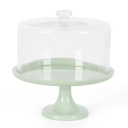 MARTHA STEWART Highbrook Jadeite Glass Cake Stand with Glass Dome in Jadeite Green at Nordstrom | Nordstrom