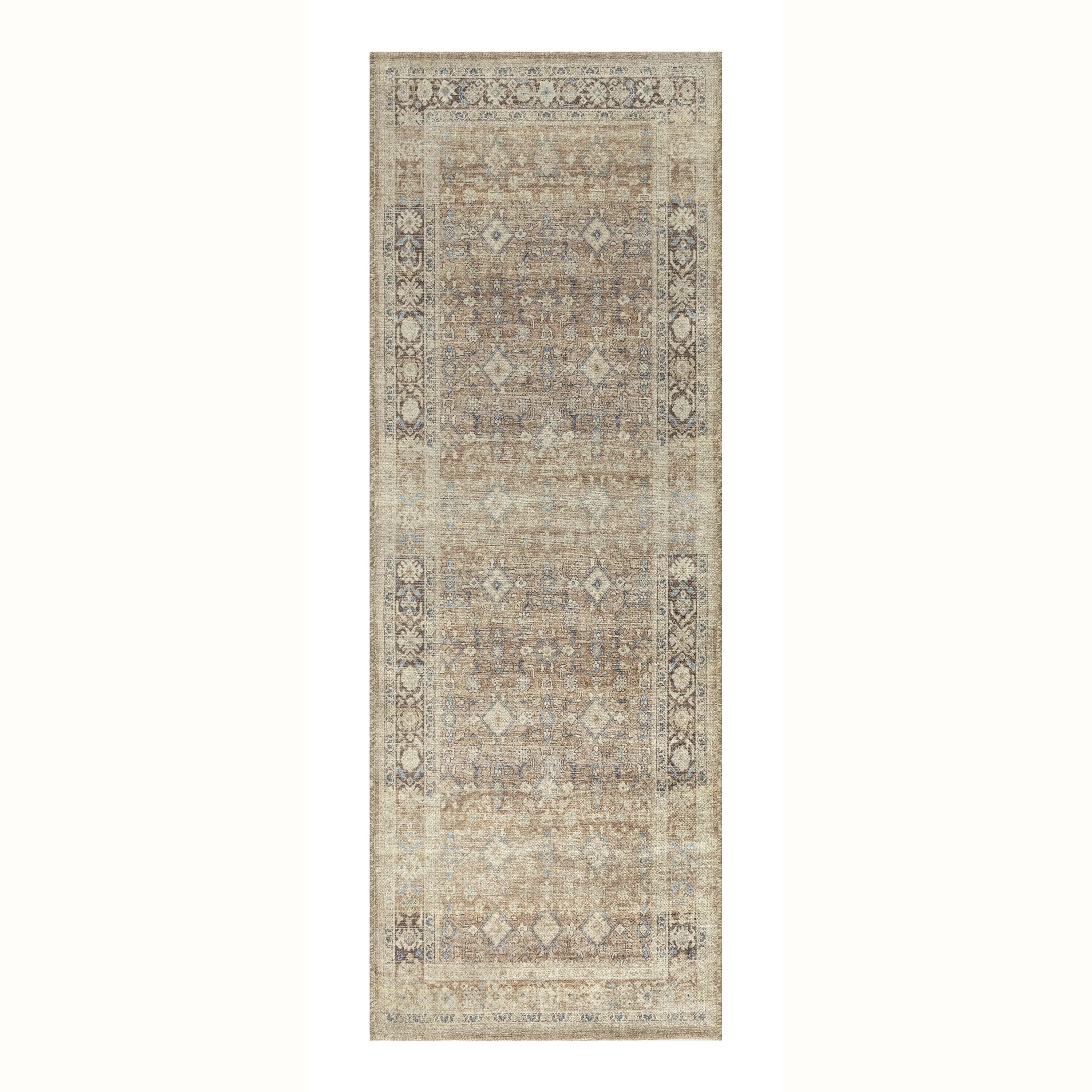 Better Homes & Gardens Brown Diamond Persian Indoor 30" x 84" Runner Rug - Brown/Blue | Walmart (US)