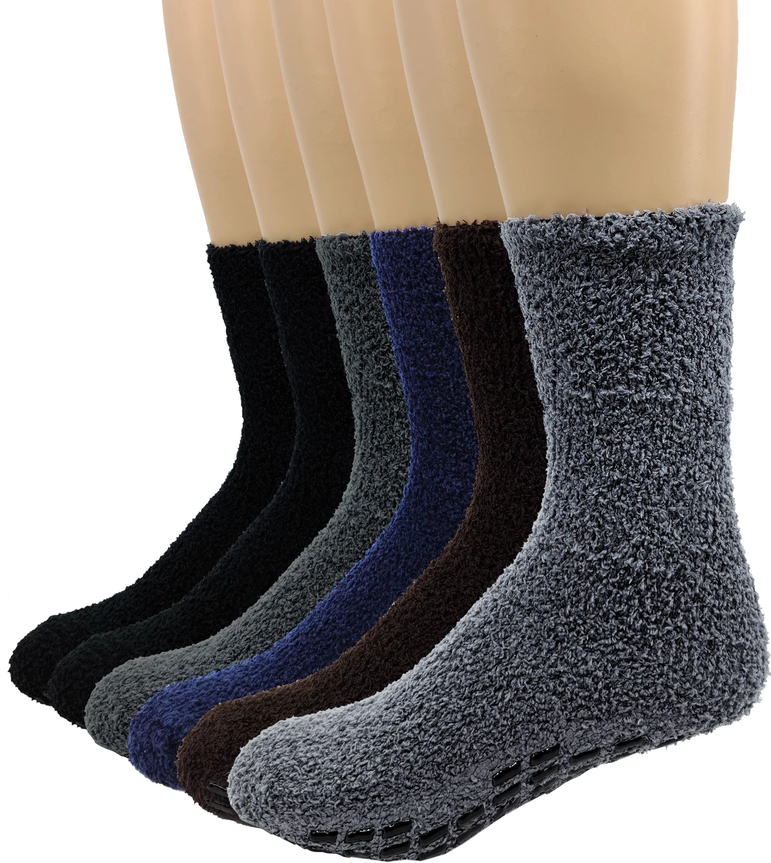 Debra Weitzner Mens Non Skid Grip Warm Fuzzy Socks 6 Pairs Ultra Soft | Walmart (US)