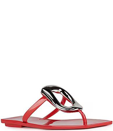 Jeffrey Campbell Linques Jelly Thong Hardware Flat Sandals - 9 | Dillard's