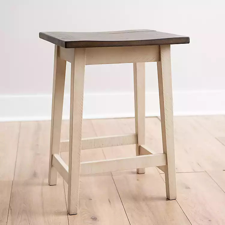 Dark Brown and Ivory Jackson Stool | Kirkland's Home