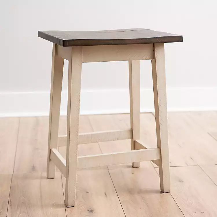 Dark Brown and Ivory Jackson Stool | Kirkland's Home