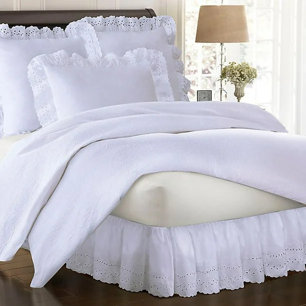 Smootheweave Ruffled Eyelet 14-Inch Full Bed Skirt in White | Walmart (US)
