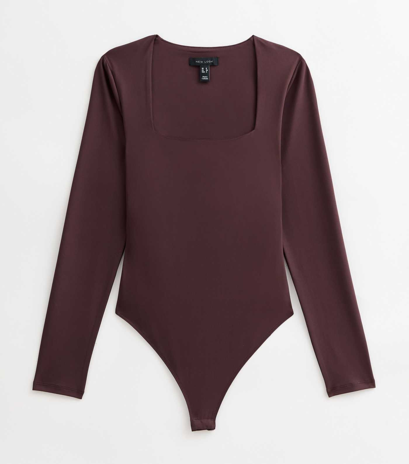 Burgundy Slinky Square Neck Long Sleeve Bodysuit | New Look | New Look (UK)