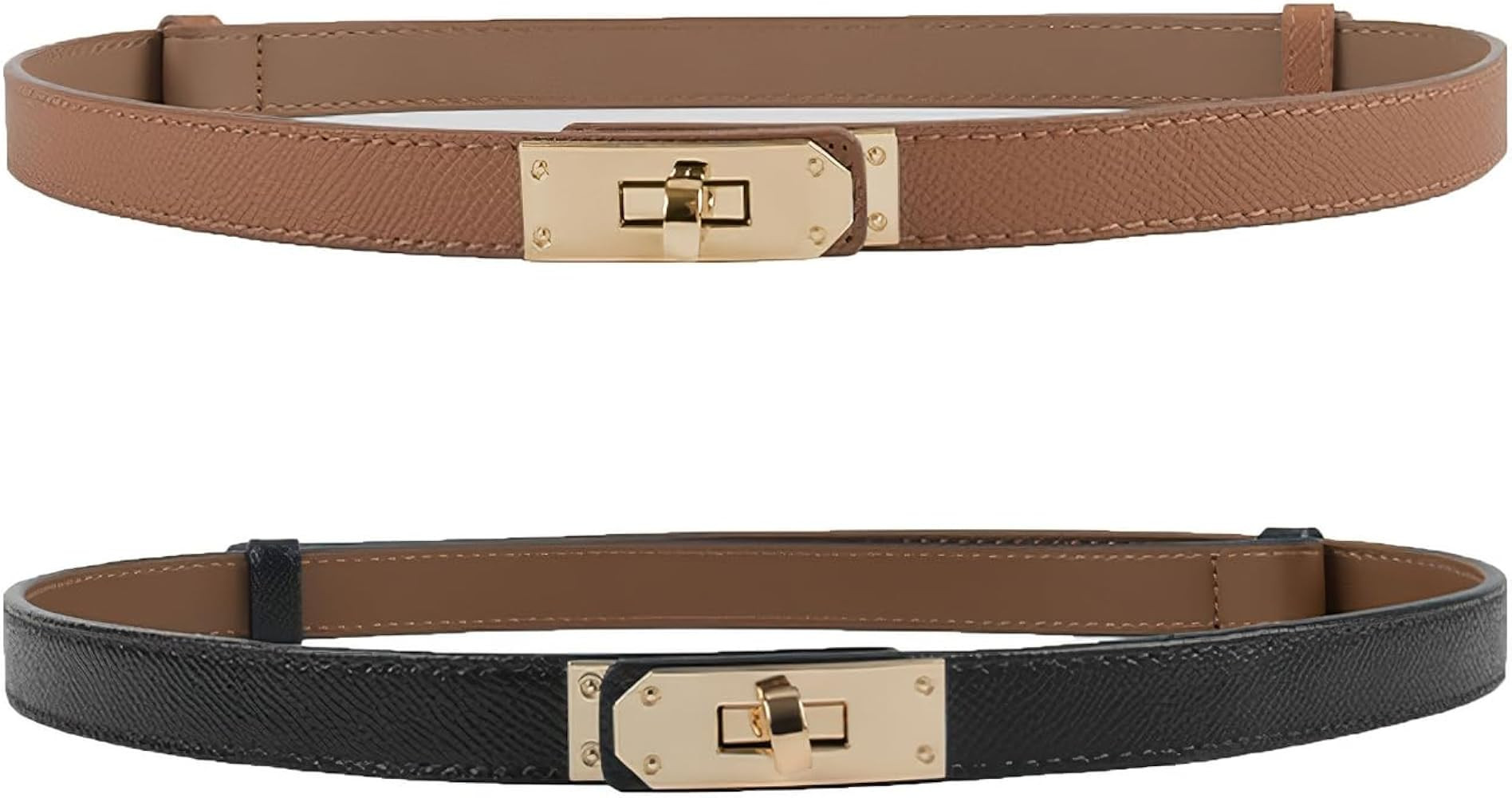 FENLDY Adjustable Thin Belts For Womens Skinny Belts For Dresses Womens Solid Color Alloy Turn Lo... | Amazon (US)