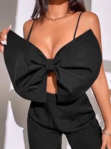 SHEIN SXY Solid Big Bow Front Cami Top | SHEIN