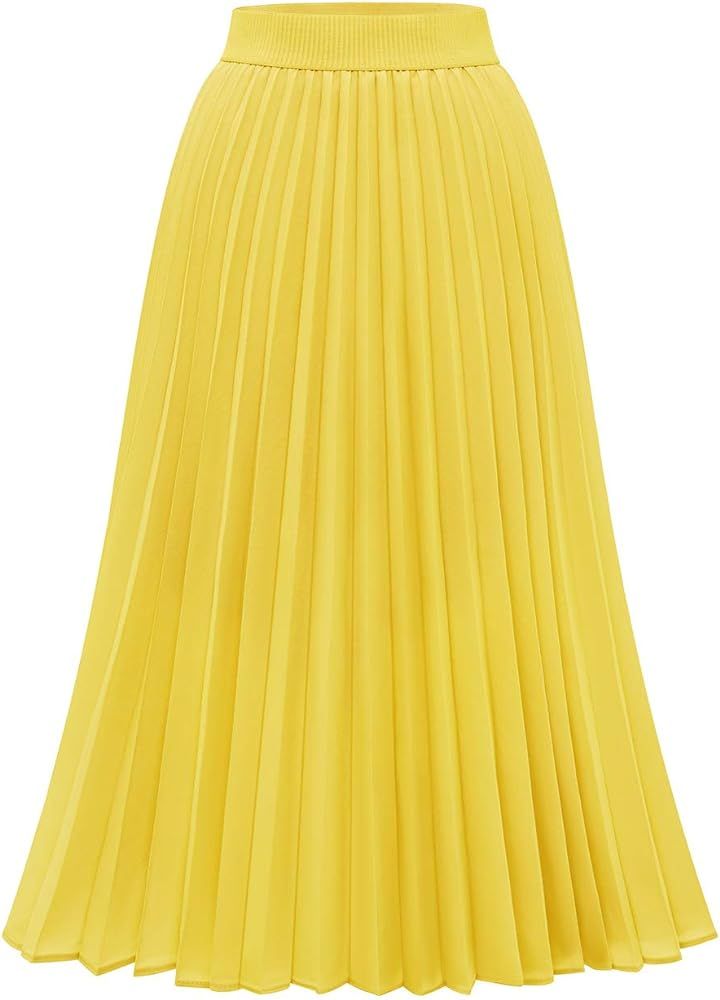 DRESSTELLS Women's High Waist Pleated A-Line Swing Skirt | Amazon (US)