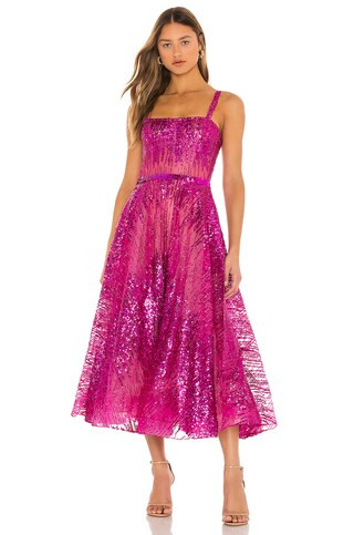 Bronx and Banco Mademoiselle Midi Dress in Fuchsia from Revolve.com | Revolve Clothing (Global)