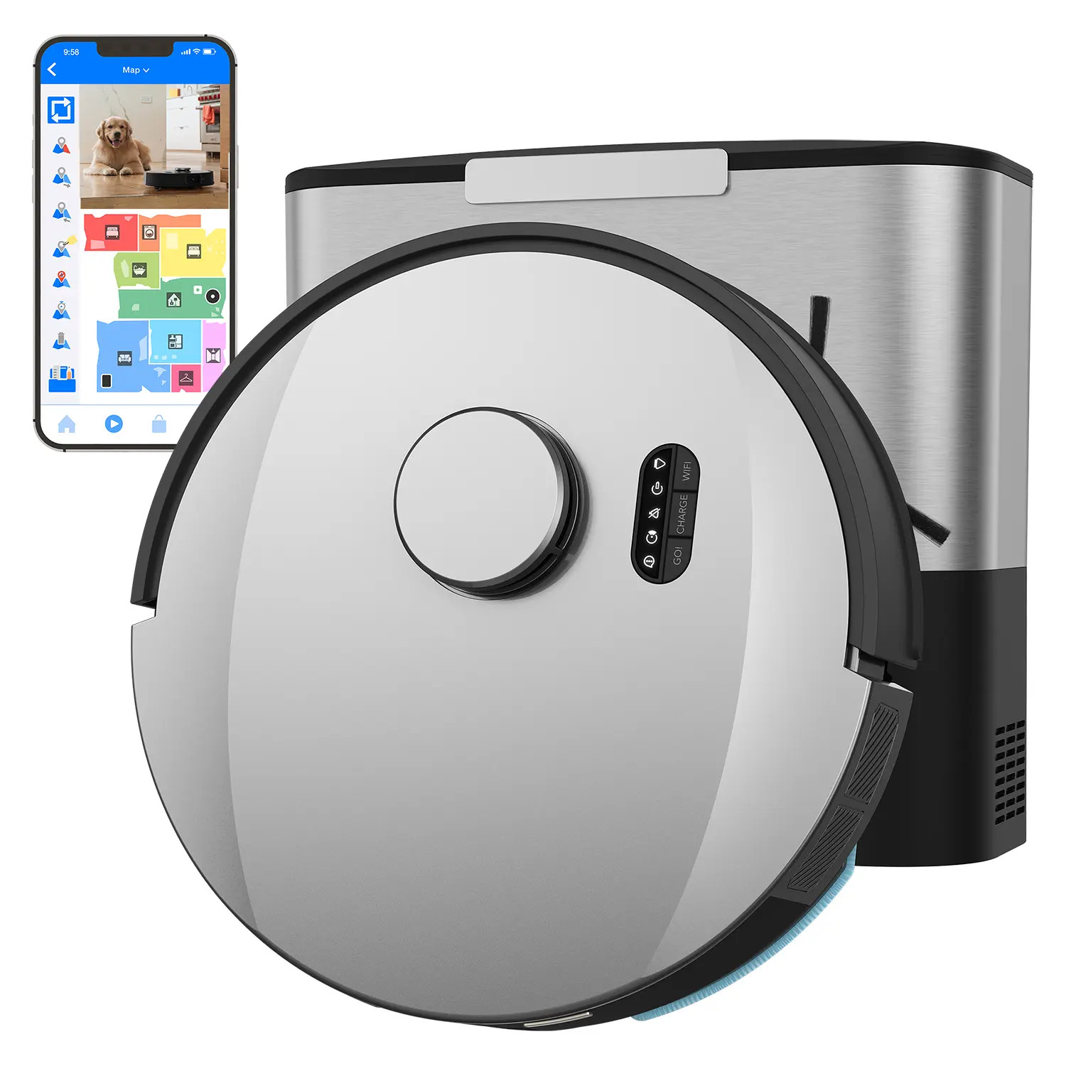 BOBSWEEP UltraVision Object-Aware Robot Vacuum & Mop in Stainless Steel at Nordstrom | Nordstrom