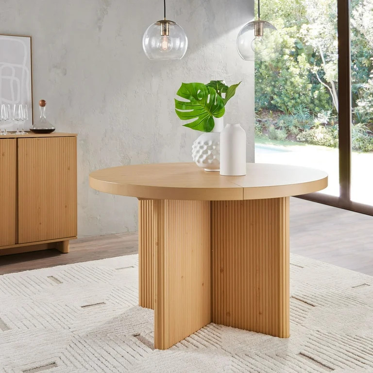 Better Homes & Gardens Lillian Fluted Round Expandable Dining Table for Kitchen, Natural Pine | Walmart (US)