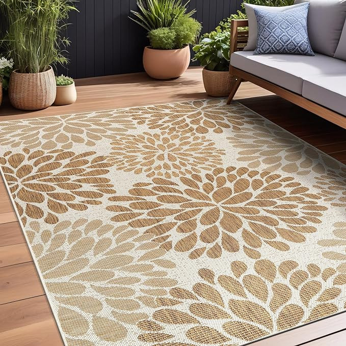 Beverly Rug Outdoor Rug 9x12 Modern Exotic Tropical Leaf Area Rugs for Indoor and Outdoor Patio D... | Amazon (US)
