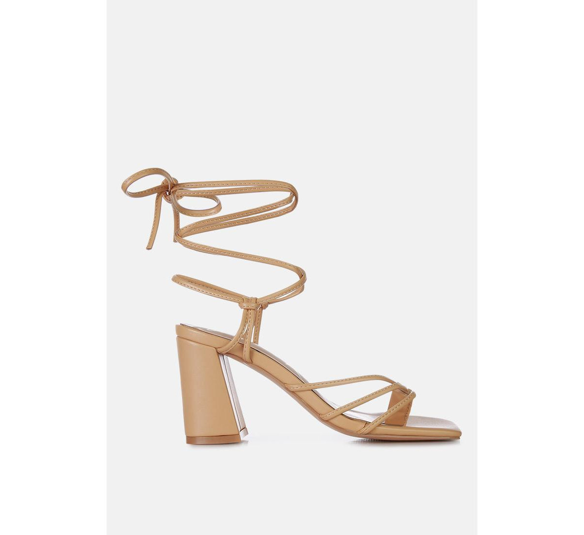 London Rag Piri toe ring tie up block sandals - Nude | Macy's