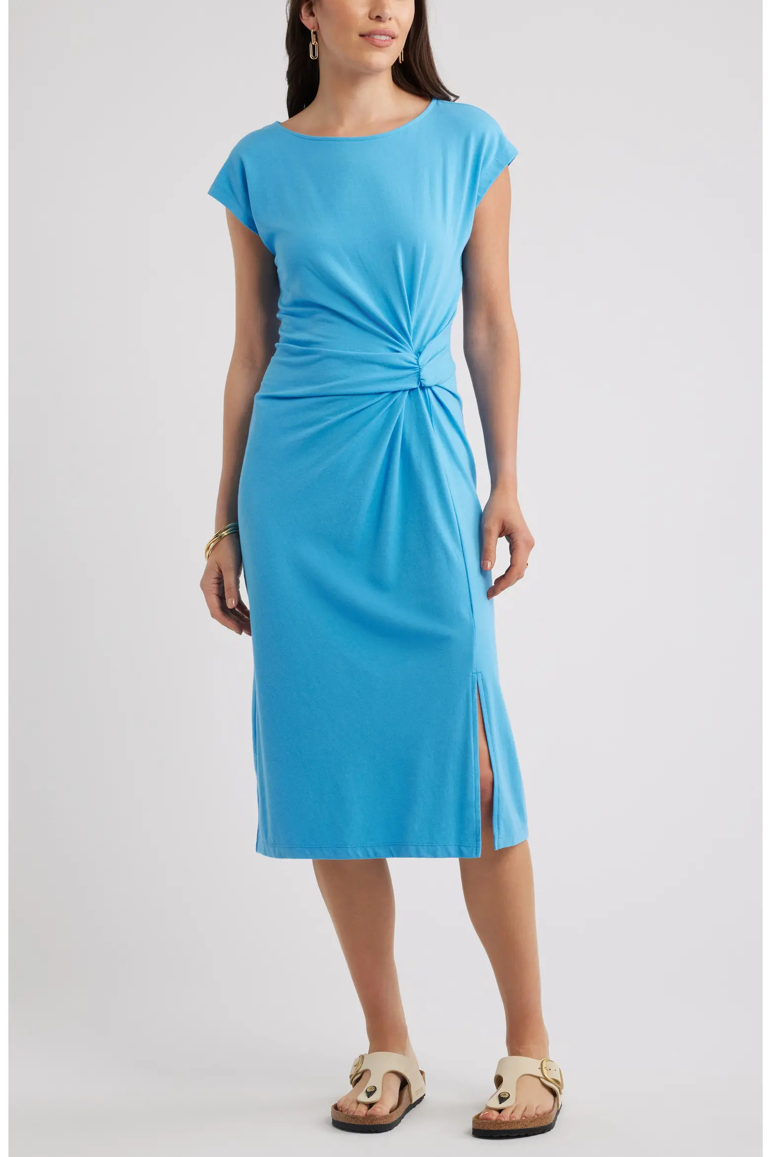 Twist Cotton Blend Knit Midi Dress (Women) | Nordstrom | Nordstrom