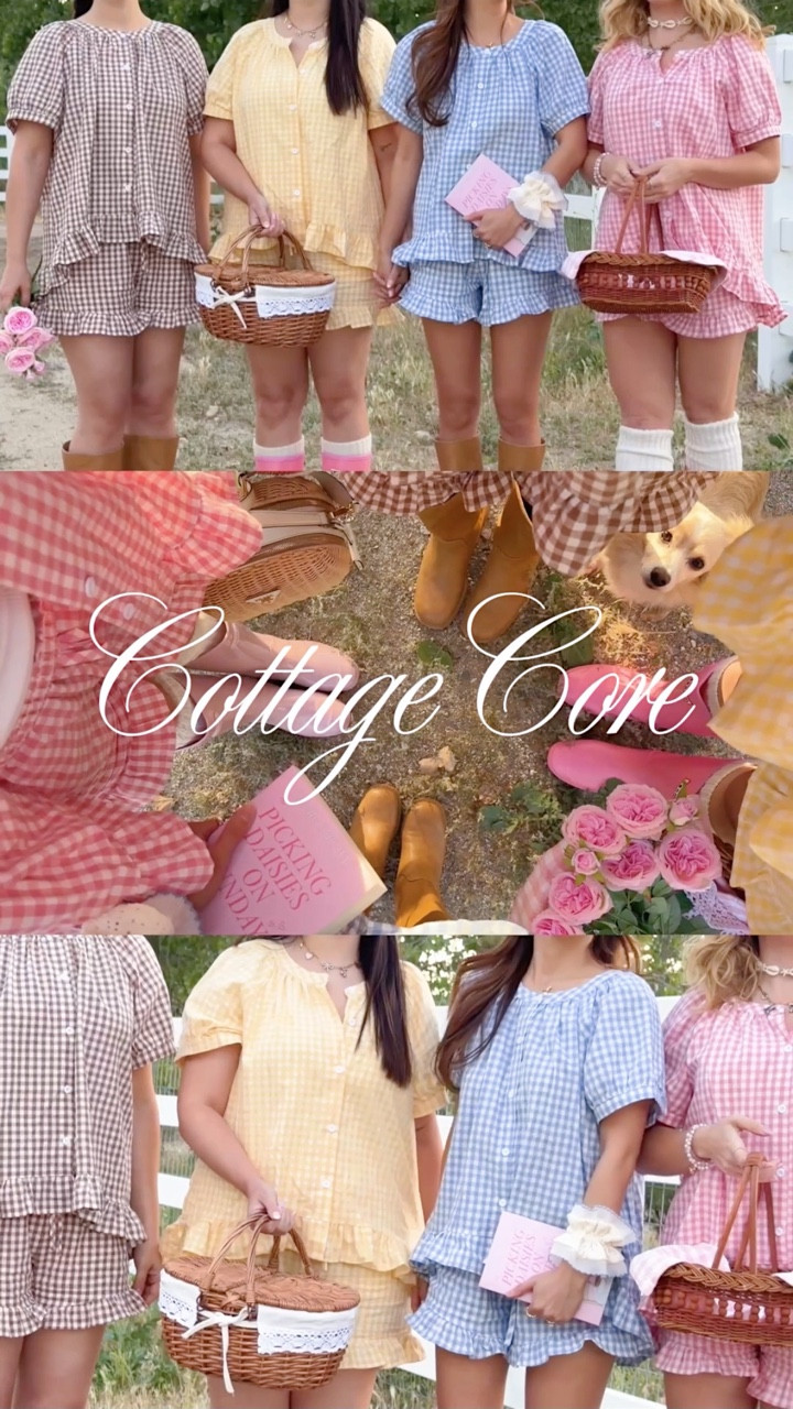 cottage core outfit inspo 🧺🌼🦋🌸 just four girls in matching pastel checkered fits, living our best life ✨

would you wear this for a slow spring day with your girls? 🎀💖

comment shop to get a dm with a link to shop this post: 

#cottagecorestyle #springoutfits #pinterestgirls #softgirlstyle #cottagecorefashion
