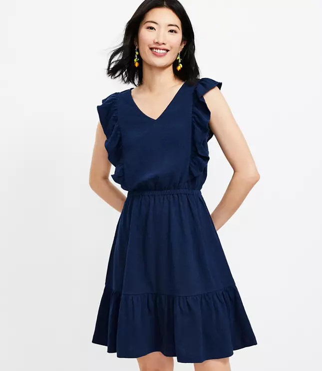 Ruffle V-Neck Dress | LOFT