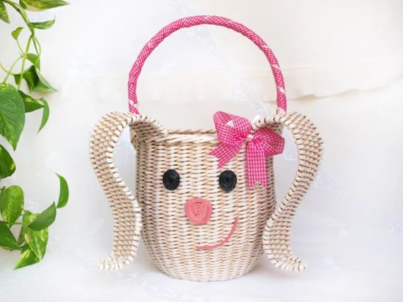 Bunny Rabbit basket Animal nursery basket decor Girl basket Nursery Storage Organization Wicker b... | Etsy (US)