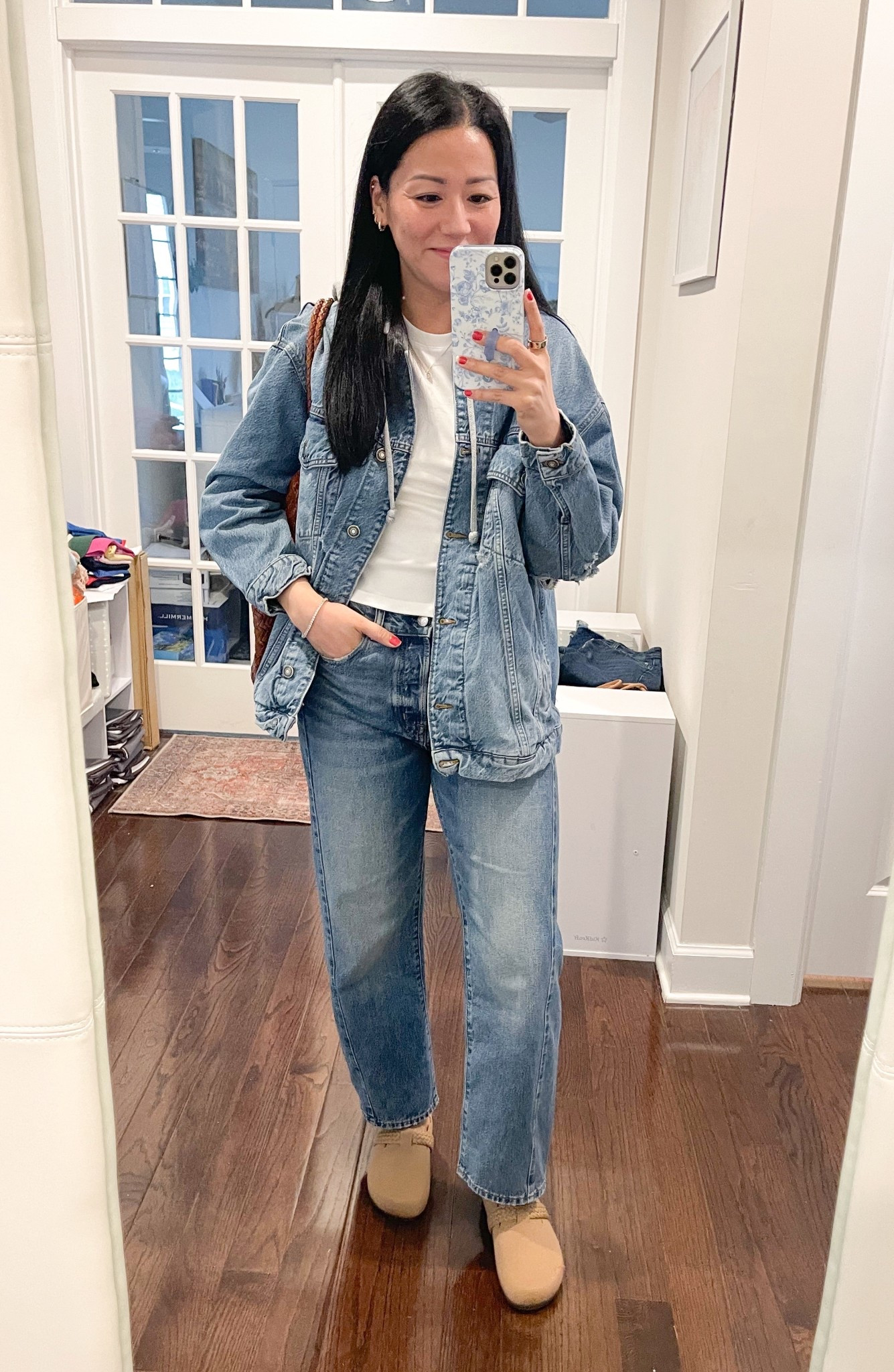 Size XS jacket, size small tee, size 26
Rothy’s are true to size

#LTKootd #LTKSeasonal #LTKOver40