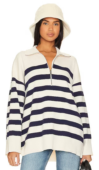 Free People Coastal Stripe Pullover in Navy. - size L | Revolve Clothing (Global)