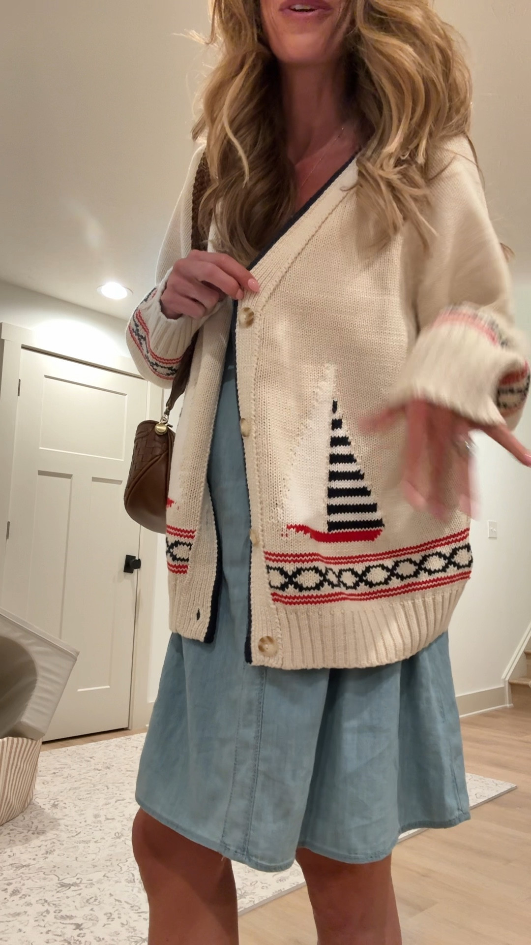 
Outfit I wore while pregnant in the spring to dinner with friends 
I sized up to large in cardigan only because I wanted a SUPER oversized cardigan. It runs tts!

Small tall in dress! Adjustable straps


Denim dress, coastal sweater, nautical sweater @abercrombie 

#LTKBump #LTKootd #LTKTall