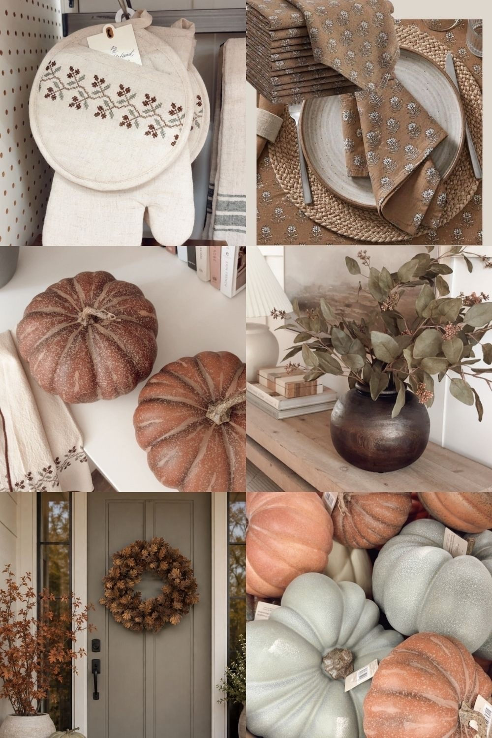 My Fall favorites so far this year. Faux pumpkins that are super realistic, the prettiest brown oak leaf wreath, gorgeous Fall stems from Michael’s, brown block print napkins from Amazon, and so many things from Hearth & Hand at Target.

#LTKSeasonal #LTKHome