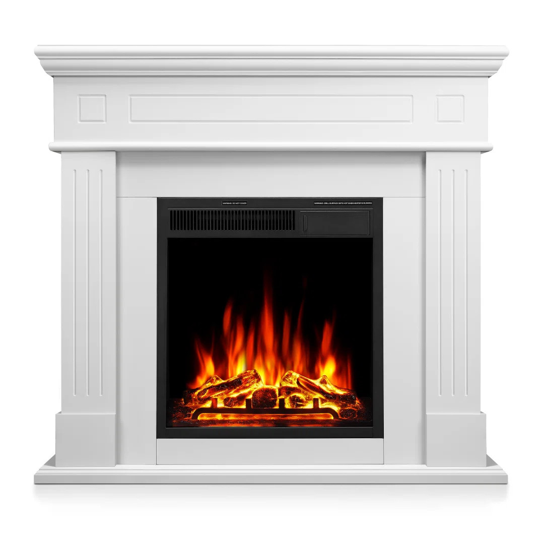 43.3''W Electric Fireplace Mantel, Wooden Surround Firebox Freestanding for TVs up to 55" | Wayfair North America