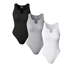 OQQ Women's 3 Piece Bodysuits Sexy Ribbed One Piece Sleeveless Tank Tops Bodysuits | Amazon (US)