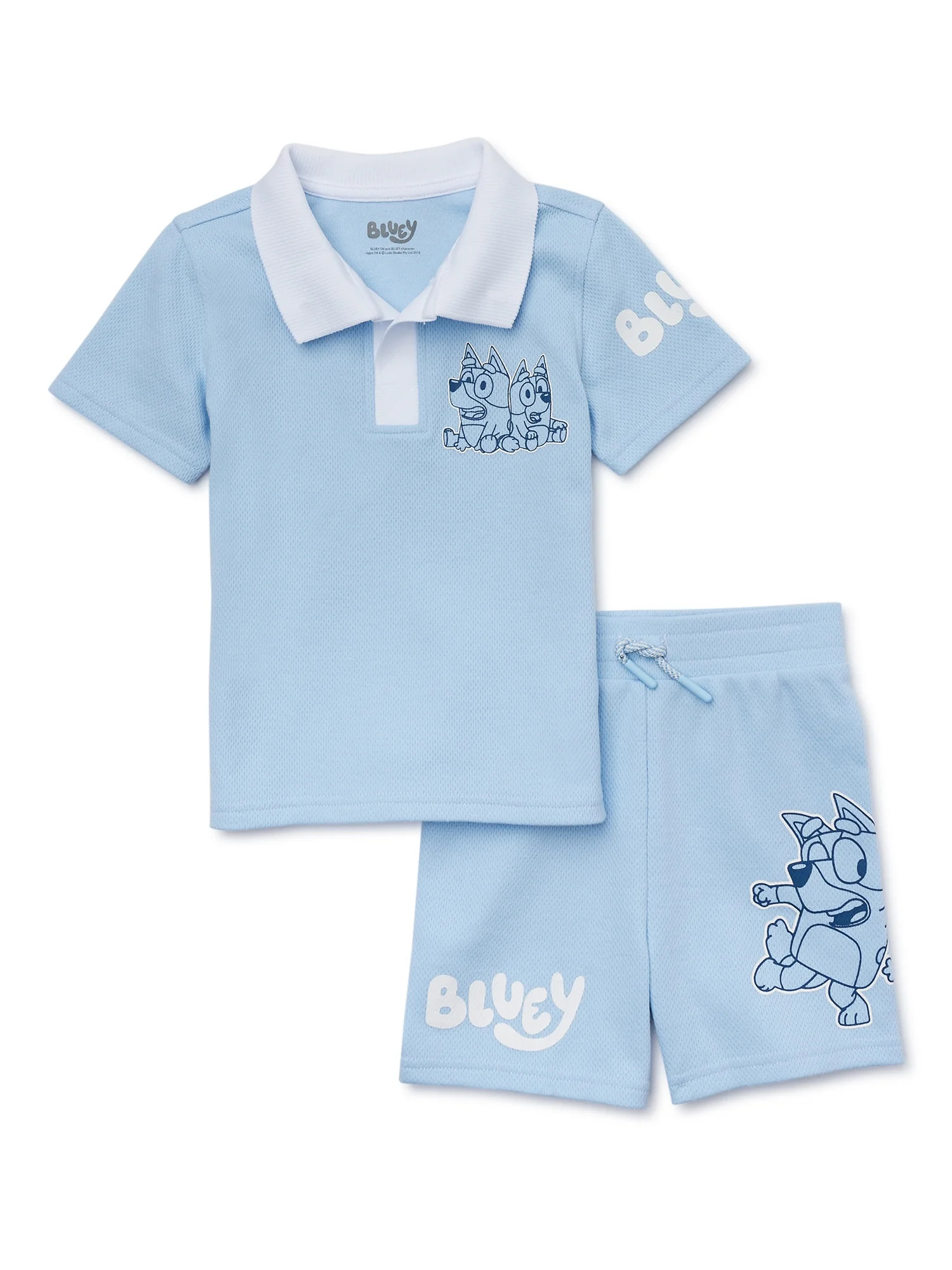 Bluey Toddler Boys Short Sleeve Polo Top and Shorts Set, 2-Piece, Sizes 2T-4T | Walmart (US)