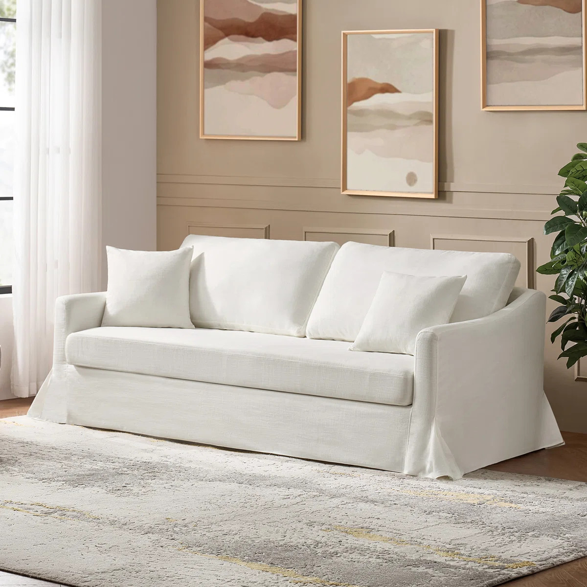 Wimberly 80.5" Farmhouse Upholstered Slipcovered Sofa | Wayfair North America