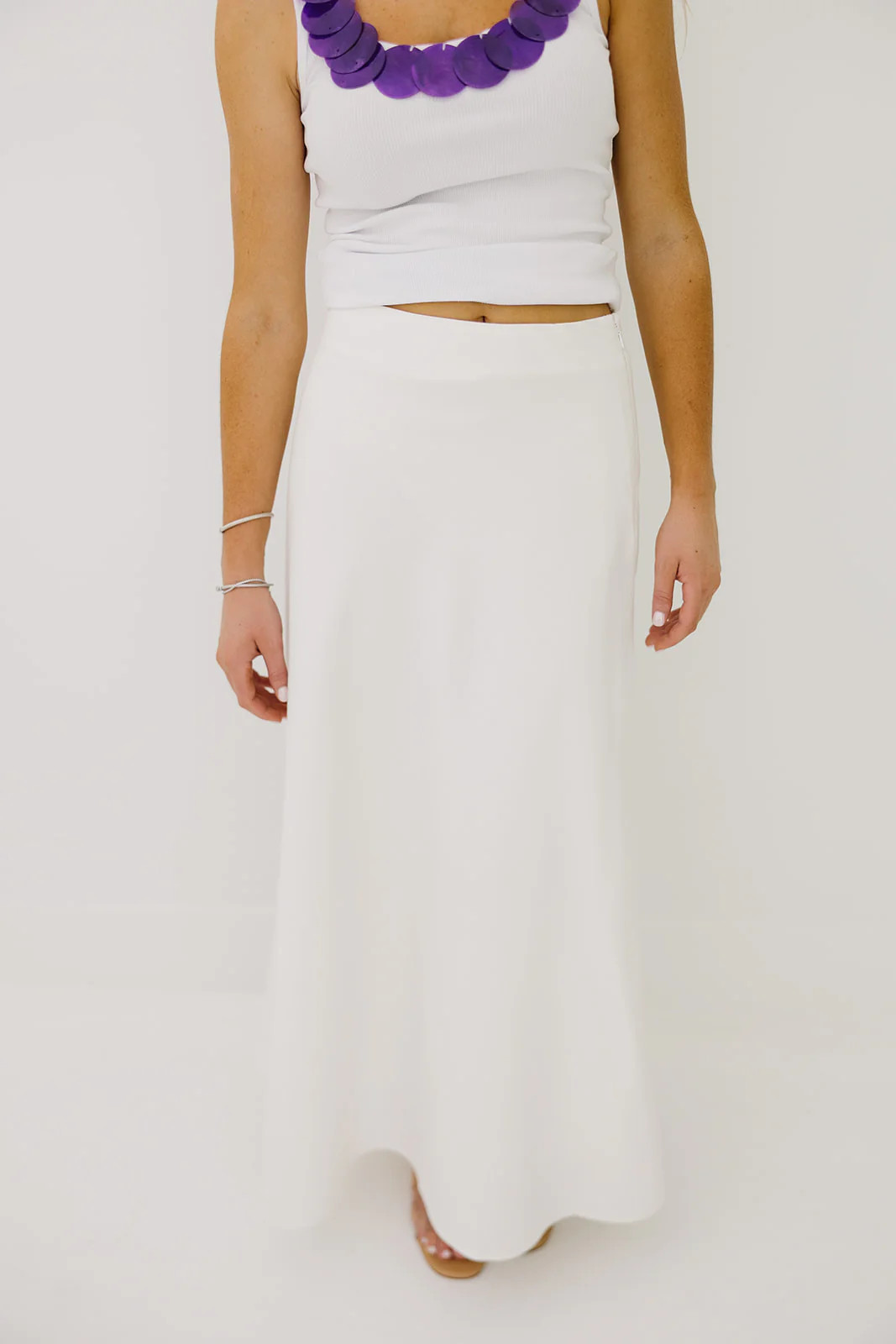 Tia Linen Maxi Skirt - White | Triple Threads