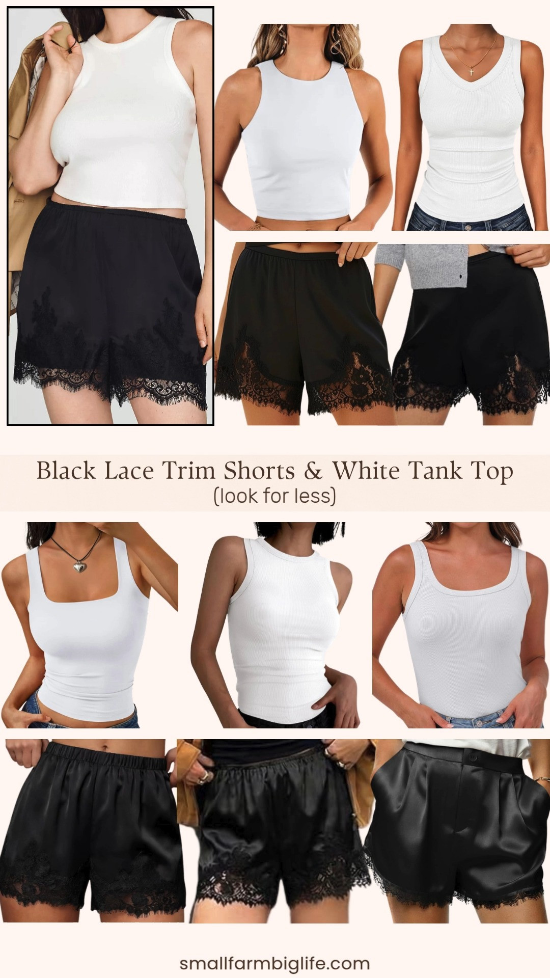 The coquette aesthetic is one of the biggest trends right now and this black satin lace trim shorts look is so easy to recreate for less from Amazon. The silky lace trim boxer and mini slip shorts styles give you that effortless French inspired look that works as a lounge outfit, a beach cover up, or even a casual going out look styled up with the right accessories. Pair any of these with a simple fitted white tank top in a ribbed, racerback, or scoop neck style and you have one of the most on trend summer outfits right now for almost nothing. Tap to shop! 

 #LTKgrwm #LTKootd #LTKOver40